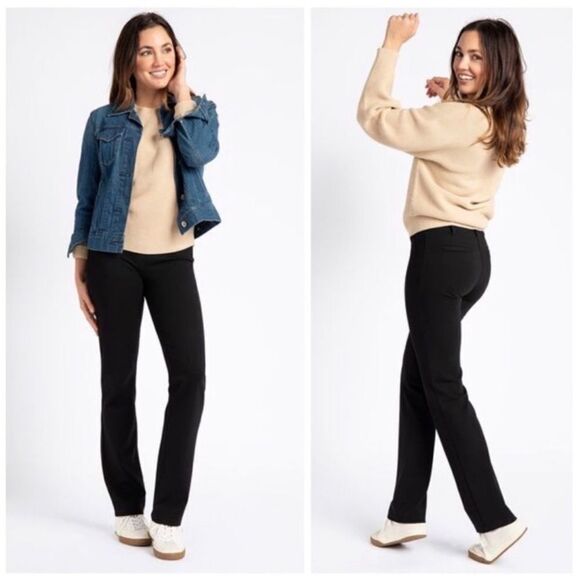 Betabrand Black Ponte Pull On Stretch Pants Office Travel Comfort NEW Size XXL - Picture 1 of 14